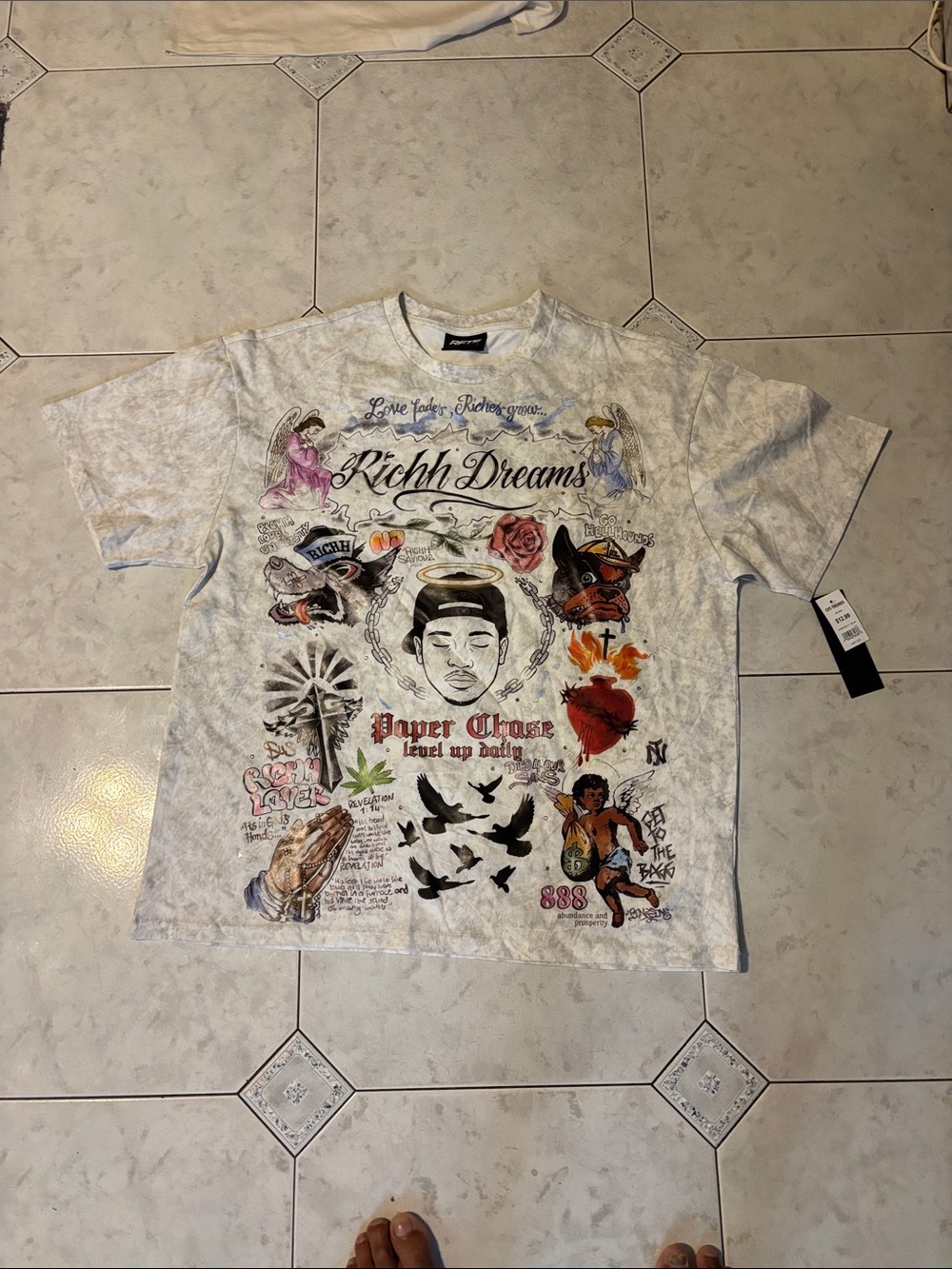 Graphic Short Sleeve Tee - White All-Over Print